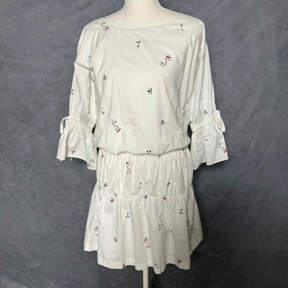 Madewell XS Making Faces Abstract Print Tiered Artsy Mini Dress 100% Cotton